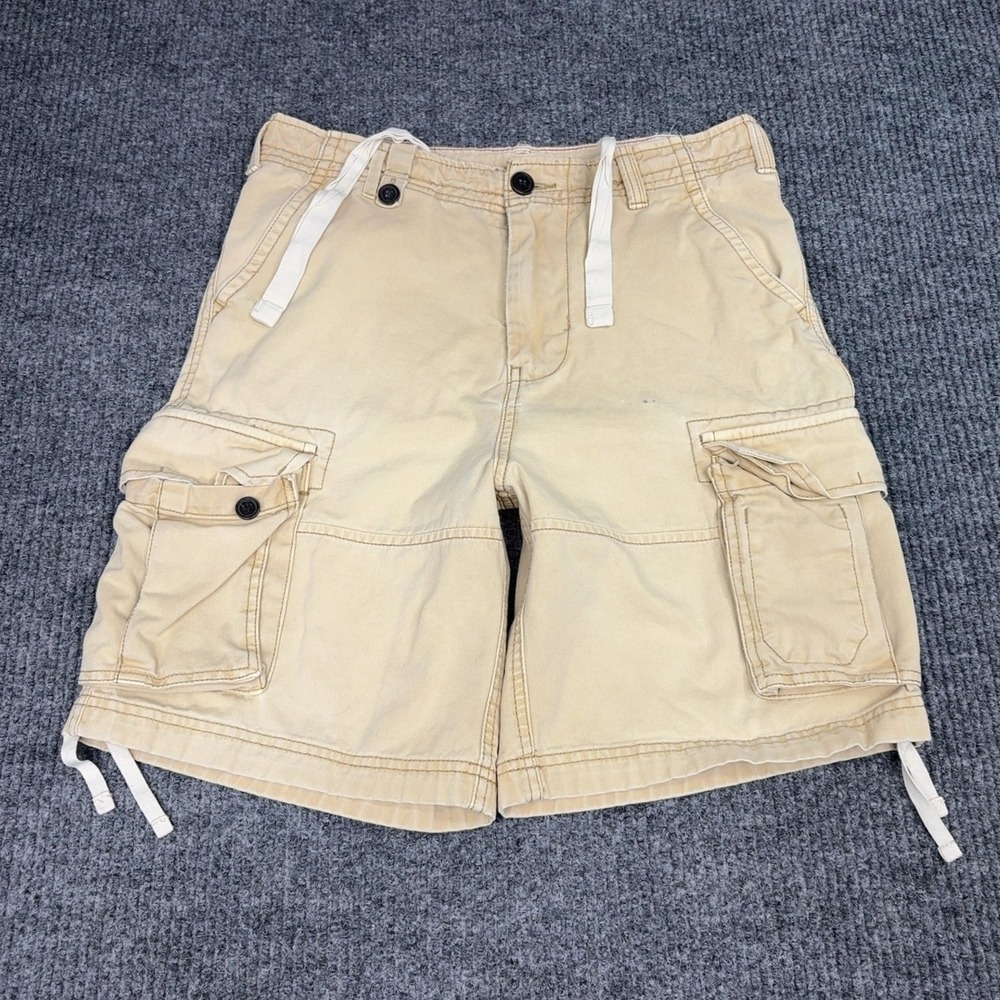 Pull&Bear‎ Cargo Shorts Mens 32 Tan Cotton Bermuda Multi Pocket Utility Relaxed